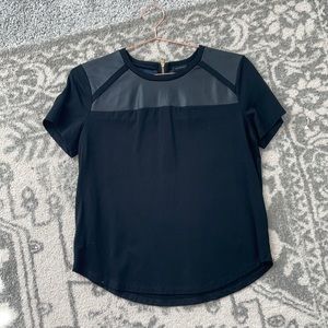 Ann Taylor black leather detail top